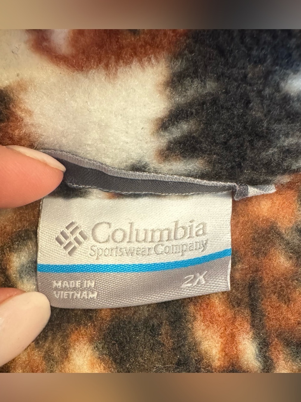Columbia Women’s Wolf Brown and Cream Printed Fleece Snap-Pullover, sz 2X - Picture 6 of 16